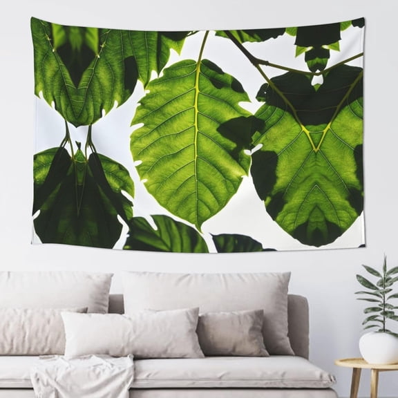 Green Leaves Pattern Tapestry Aesthetic Wall Hanging Tapestries 60'' x 40'' Boho Tapestries Vertical Wall Art Decorative Funny Vintage Poster Flag Tapestry for Bedroom Living Room Decor