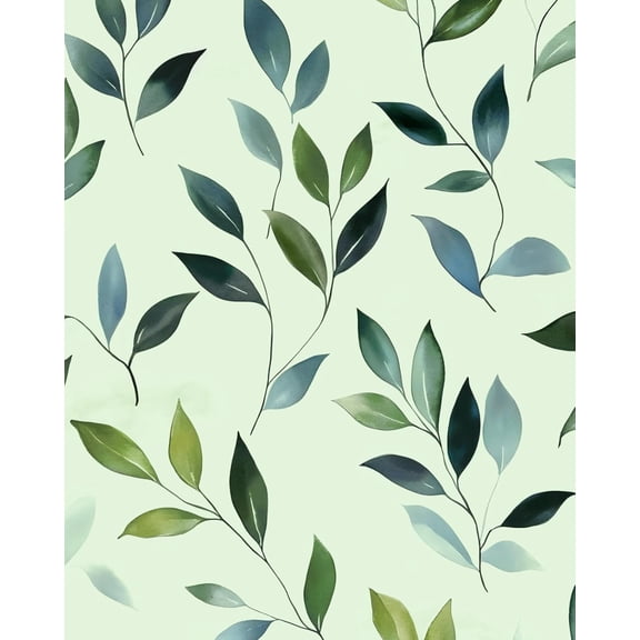 Green Leaves Peel and Stick Wallpaper Fresh Style Leaf Pattern Contact Paper Natural Wall Mural for Bedroom Bathroom Vinyl Waterproof Self Adhesive Removable Renter Dorm Wall Paper 17.5" x 118"