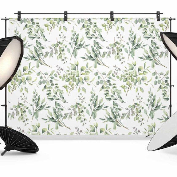 Green Leaves Photography Backdrop 10x8FT, Eucalyptus Leaf Watercolor Plants Spring Photo Backdrops, Background for Photography Studio Photo Studio Background, Back Drop for Photoshoot