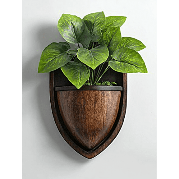 Green Leaves Plant Wooden Wall Planter Decor Art/Canvas Print Suitable for Decoration Living Room Bedroom Study Dining Room Office Hotel Apartment Corridor Meeting Room and Library.