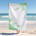 thumbnail image 1 of Green Leaves Print Beach Towel for Women Men, Mashine Washnable Bath Towel Absorbent Quick Dry Soft Lightweight Blanket Travel Gym Camping, 1 of 1