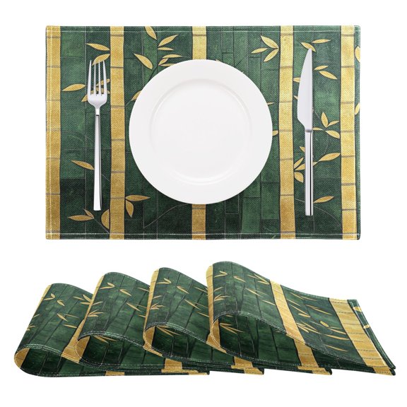 Green Leaves Reversible Placemat Non Slip Coffee Mat 18x12 Inch for Dining, Kitchen, Coffee