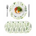 thumbnail image 1 of Green Leaves Round 13 Inch Placemats Set of 4, Summer Botanical Farmhouse Leaf Watercolor HeatResistant Non Slip Place Mats for Dining Table, Wipeable Braided Kitchen Table Mats for Housewarming, 1 of 9