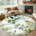 thumbnail image 1 of Green Leaves Round Area Rug 7Ft Washable Circle Rugs for Dorm Laundry Room, Summer Botanical Farmhouse Watercolor Leaf Non-Slip Carpet Floor Mats Indoor Outdoor Carpet Runner Aesthetic Home Decor, 1 of 8