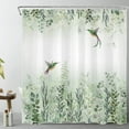 thumbnail image 1 of Green Leaves Shower Curtain Eucalyptus Hummingbird Bird Shower Curtains White Green Leaf Botanical Plant Floral Cottagecore Aesthetic Bathroom Curtain 12 Hooks Durable Fabric 72X72Inches, 1 of 6