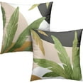 thumbnail image 1 of Green Leaves Spring Summer Throw Pillow Covers Geometric Palm Tree Pillow Covers 18x18 Set of 2 Modern Home Decor Room Tropical Outdoor Decorative Pillowcase for Sofa Bed Couch, 1 of 6