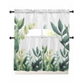 thumbnail image 1 of Green Leaves Swag Kitchen Curtains Sets for Windows 24 Inch Length, Summer Botanical Tropical Plants Leaf Short Window Curtain Panels Swags Valances and Tiers 3 Piece Set for Cafe/Dining Room, 1 of 5
