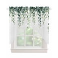 thumbnail image 1 of Green Leaves Swag Valances for Windows, Watercolor Spring Eucalyptus Branches Rod Pocket Sheer Valances for Large Windows, Swag Toppers Light Filtering for Kitchen Living Room 2 Panels 36''x45'', 1 of 6