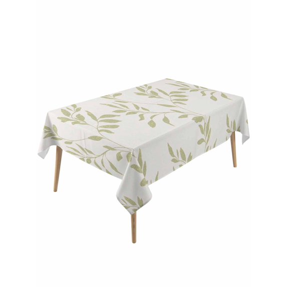 Green Leaves Table Cloth, Waterproof Tablecloth for Rectangle Tables, Retro Botanical Leaf Minimalist Art Reusable Washable Fabric Table Cover for Restaurant Kitchen Dining Tables 60"x120"