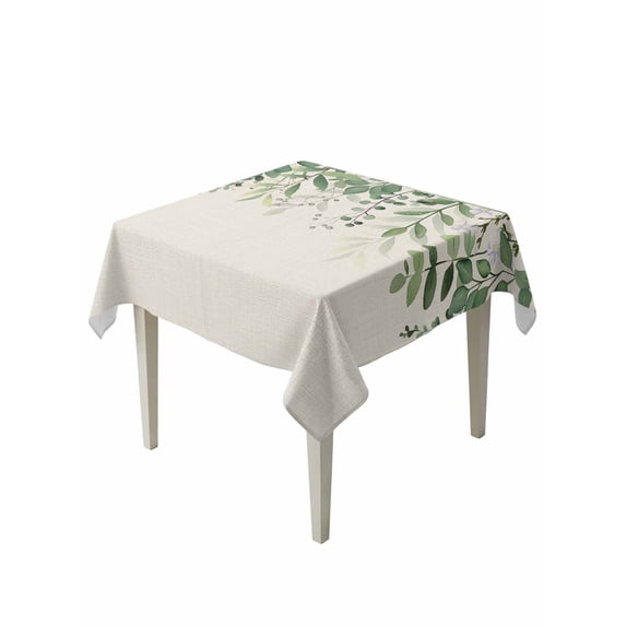 Green Leaves Table Cloth, Waterproof Tablecloth for Square Tables, Summer Botanical Reusable Washable Fabric Table Cover for Restaurant Kitchen Dining Tables 54"x54" Watercolor Weeping Rustic