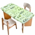 thumbnail image 1 of Green Leaves Table Cloths for 6 Foot Rectangle Tables, Summer Botanical Farmhouse Leaf Patio Waterproof Elastic Fitted Tablecloths, Washable Rectangular Table Cover for Camping, 1 of 8