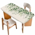 thumbnail image 1 of Green Leaves Table Cloths for 6 Foot Rectangle Tables, Summer Botanical Patio Waterproof Elastic Fitted Tablecloths, Washable Rectangular Table Cover for Camping, 1 of 8