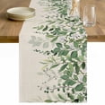 thumbnail image 1 of Green Leaves Table Runner - 48 Inch Long Summer Botanical Cotton and Linen Blended Dress Scarves Farmhouse Table Runner for Kitchen Dining, Coffee Table, 13" x 48", 1 of 8