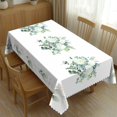 thumbnail image 1 of Green Leaves Tablecloths White Flower Polyester Rectangle Table Cloth Washable Seasonal Tabletop for Kitchen Dinning Party Outdoor Picnic 60 x 84 Inch Tablecloths, 1 of 7