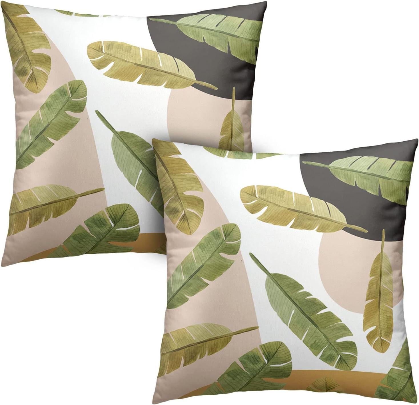 Green Leaves Tropical Throw Pillow Covers Summer Palm Tree Cushion ...