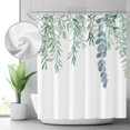 thumbnail image 1 of Green Leaves Waffle Shower Curtain 72Wx72H Inch Sage Bathroom Decor Watercolor Spring Nature Botanical Plants Fabric Home Bathtub Decor 12 Pack Plastic Hook, 1 of 5