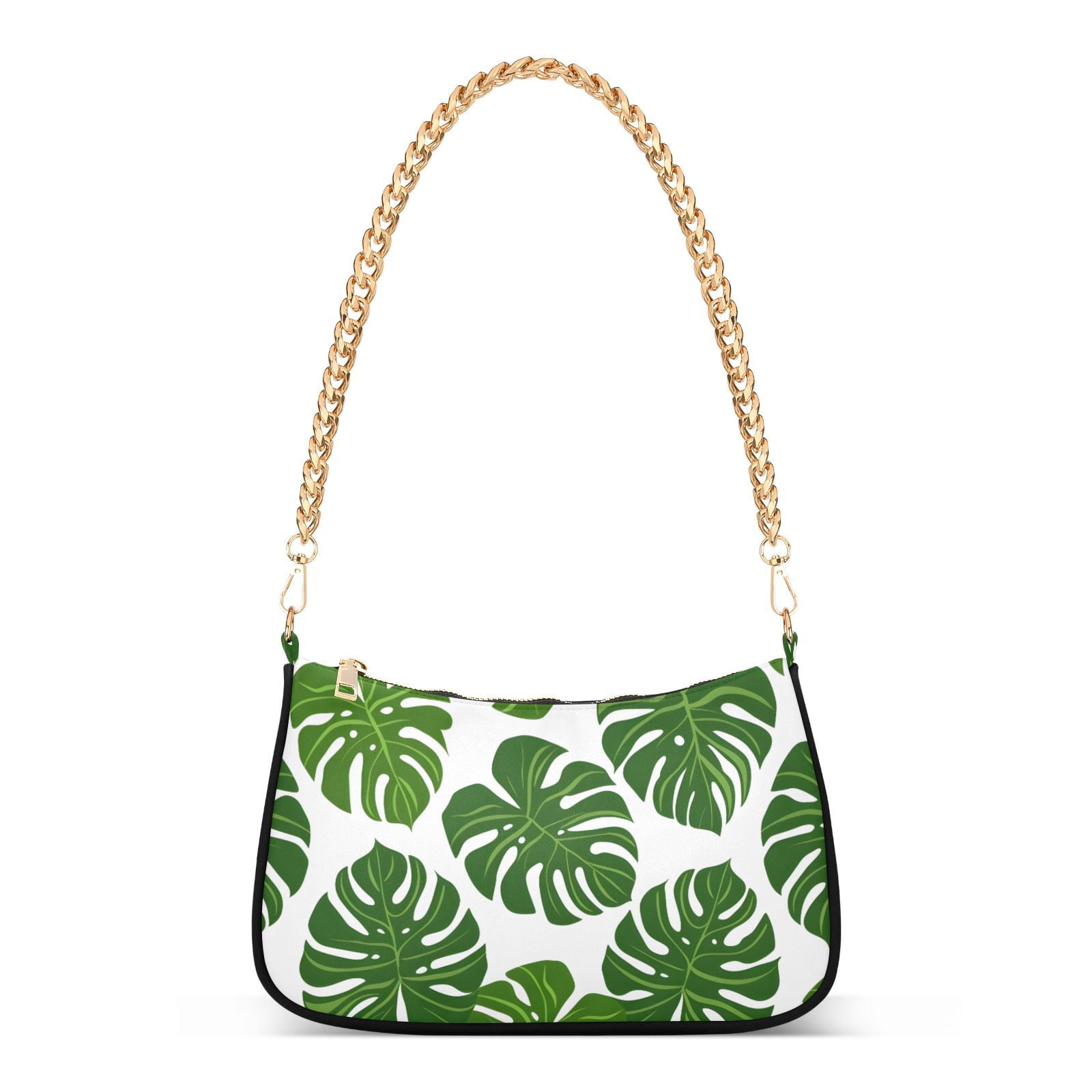 Green LeavesWomen Small Shoulder Bag Crossbody Tote Hobo Bags Purse Clutch Handbags with Chain Strap for Women