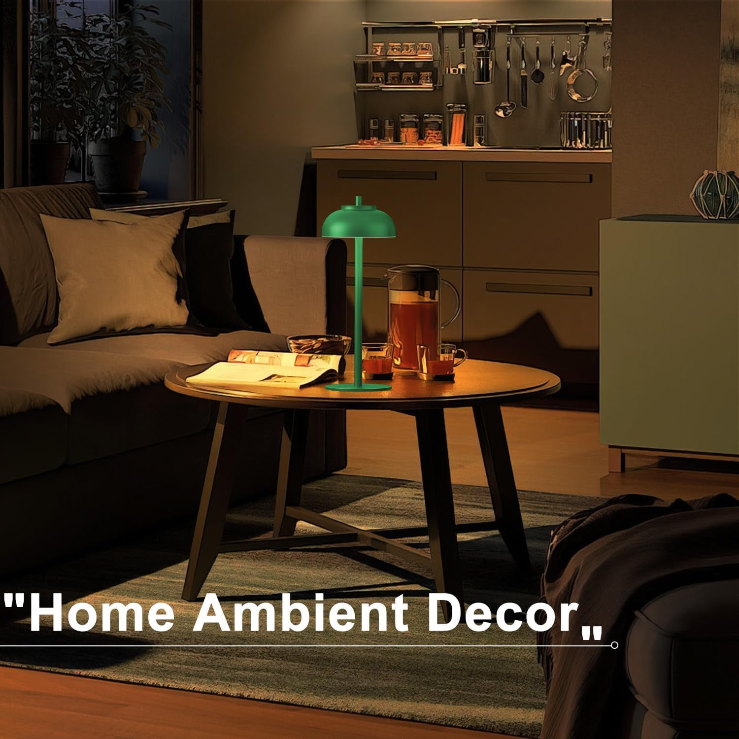 Green Led Cordless Table Lamps Rechargeable Set of 2,Table Lights ...
