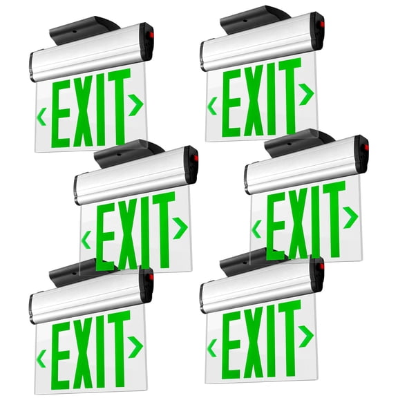 Green Led Edge-Lit Exit Sign,  Single Sided Acrylic Clear Panel Led Exit Sign,Hardwired Emergency Exit Signs For Business, Top/Side/Wall Mount