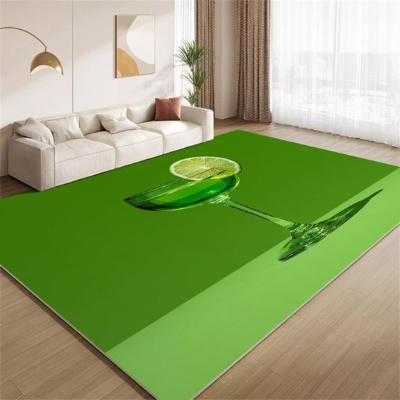 Green Lemon Cocktail Area Rugs, Fruit Carpet, Washable Non Slip Low Pile Soft Rug for Entryway Foyer Kitchen Living Room Bedroom Decor Mat 2ftx3ft