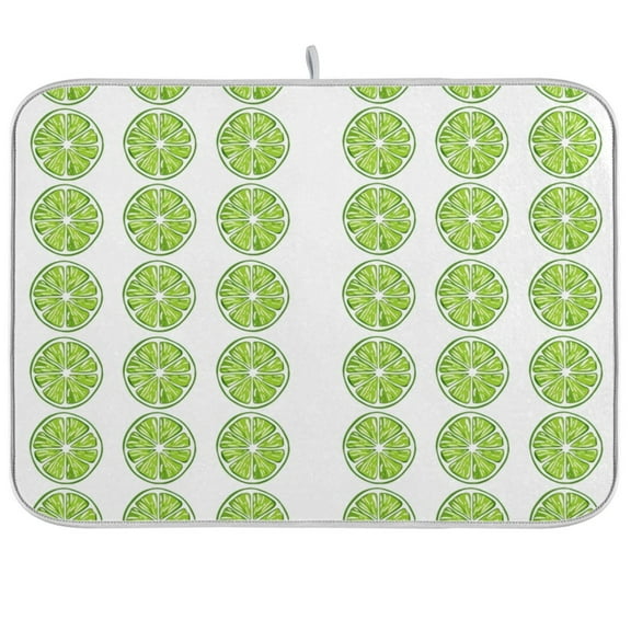 Green Lemon Dish Drying Mat Dish Drainer Rack Mats Water Absorbent Non-Slip Easy Clean Heat Resistant for Kitchen Counter