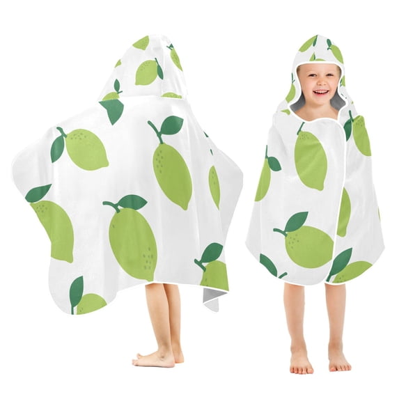 Green Lemon Kids Hooded Towel Wrap Bath Towels Bath Cape Bathrobe ...