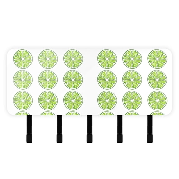 Green Lemon Mail Holder Organizer Wall Mount with Shelf Key Holder Key Rack with 5 Key Hooks for Wall Decorative