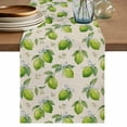 thumbnail image 1 of Green Lemons Table Runner 120 Inches, Summer Watercolor Blue Bow on Fruits on Linen Bed Runner Dresser Scarves Tabletop for Indoor Outdoor Parties/Ceremony/Banquet, 13"x 120", 1 of 9