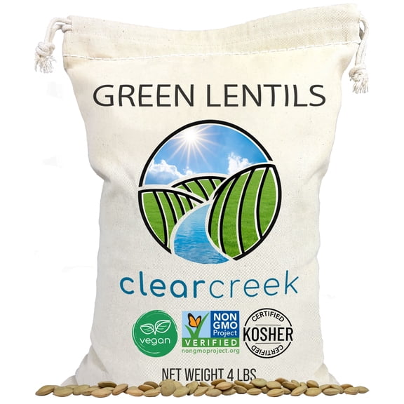Grown in Montana Green Lentils | 4 lb Linen Drawstring Bag | Non-GMO | Kosher | Vegan | Non-Irradiated