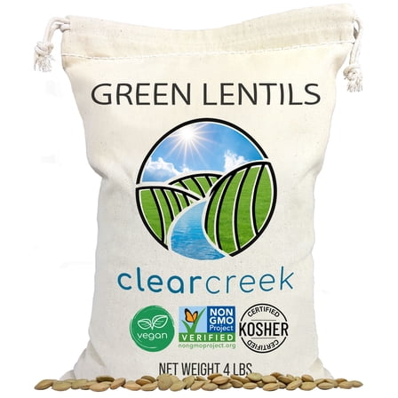 Grown in Montana Green Lentils | 4 lb Linen Drawstring Bag | Non-GMO | Kosher | Vegan | Non-Irradiated