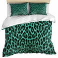 thumbnail image 1 of Green Leopard Print Bedding 3 Piece Duvet Cover Set Full Size, Farmhouse Abstract Animal Patterned Soft Microfiber Comforter Cover with Zipper Closure & Pillowcases, FadeResistant Quilt Cover, 1 of 9