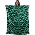 thumbnail image 1 of Green Leopard Print Blanket Soft Cozy Warm Throw Blanket for Couch, Plush Fuzzy Flannel Fleece Blankets for Sofa, Farmhouse Abstract Animal Patterned Bed Blankets Lightweight Gifts for Women, 50"x60", 1 of 9