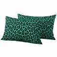 thumbnail image 1 of Green Leopard Print Outdoor Waterproof Pillow Covers, Farmhouse Abstract Animal Patterned Decorative Rectangle Throw Pillowcase Sofa Cushion Sham for Patio/Couch/Chair, 20"x12" 2 Pack, 1 of 8