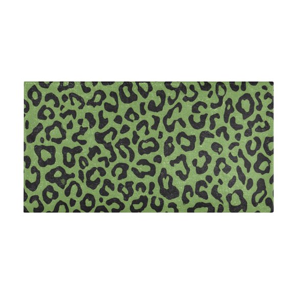 Green Leopard Print Pattern Bath Mat 39x20 Inch Soft Absorbent Non-Slip Plush Bathroom Rug for Floor