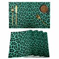 thumbnail image 1 of Green Leopard Print Placemats Set of 6, Farmhouse Abstract Animal Patterned Placemats for Dining Table, Place Mats for Kitchen Tabletop, Waterproof Wipeable Dining Table Mats Set, 1 of 9