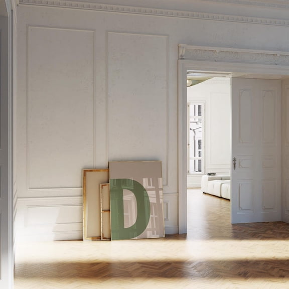 Green Letter D Print, Beige Minimalist Wall Art Home Decor #2591, 8x12 UNFRAMED