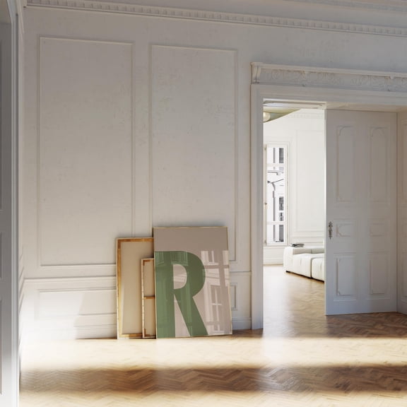 Green Letter Print Initial R Alphabet Minimalist Monogram Wall Decor