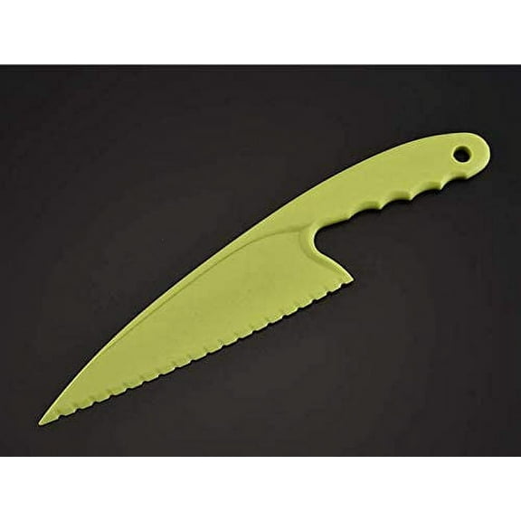 Green Lettuce Knife For Vegetable Cake Bread with Serrated Cutting Edges Kids Safe Chef Nylon Green