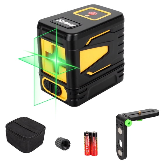 Fotrix Green Laser Level, Self-Leveling Cross Line Laser with Magnetic Base, 2-Line Laser Level for Wall Installation and Alignment
