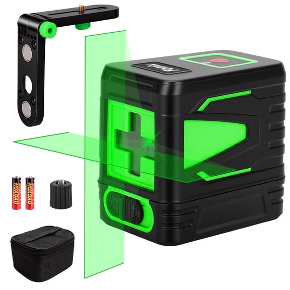 Fotrix Green Laser Level, Self-Leveling Cross Line Laser with Magnetic Base, 2-Line Laser Level for Wall Installation and Alignment