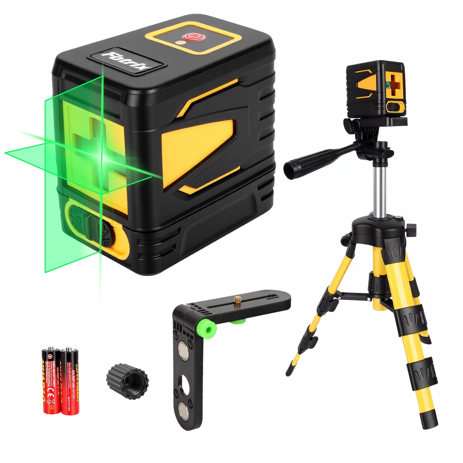 Fotrix Green Cross Line Laser Level with Tripod, Self-Leveling Laser Level, Magnetic Base, Carrying Case and AA Batteries Included
