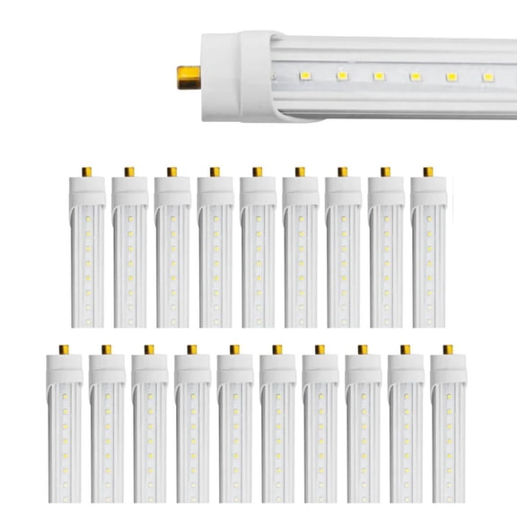 Green Light Depot 8ft 40W LED Linear Tube - 4800 Lumens - Fa8 Socket - Bypass - V2 - (ETL) 5000K Clear
