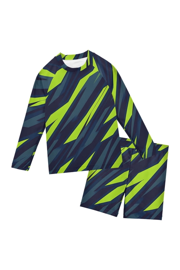 Green Lightning Boys' Bathing Suit UPF 50+ Boys' Rash Guard Sets Stretchy Quick Dry 3T-10T