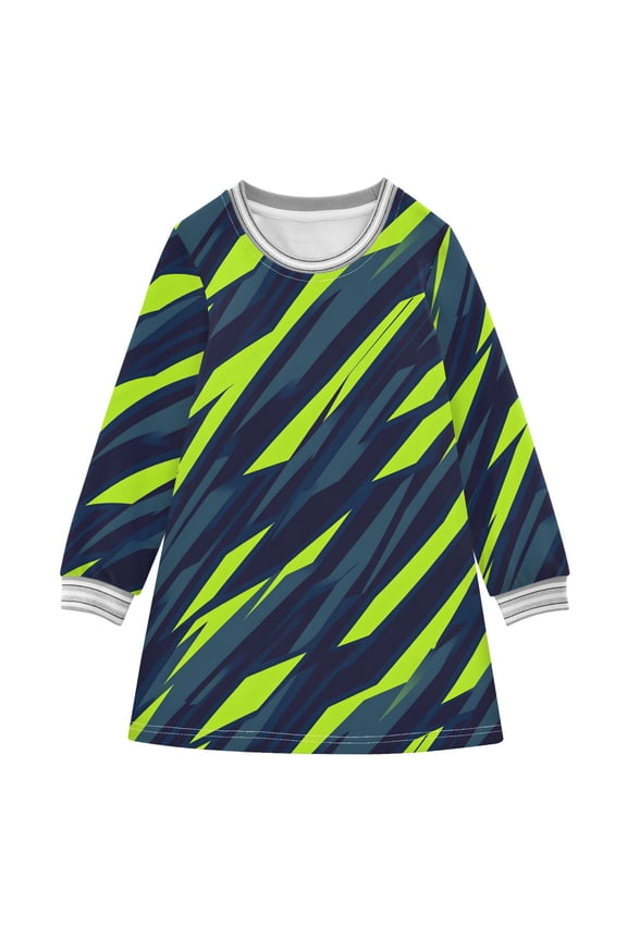 Green Lightning Girls'long-sleeved dress Thickened A-dress Warm Dress Basic Shirt Party Dresses