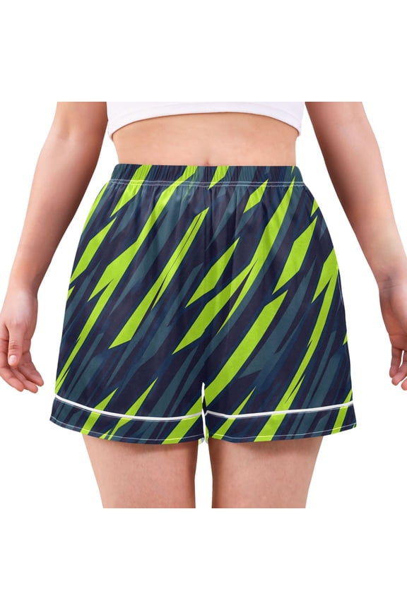 Green Lightning Women's Pajama Shorts Silky Satin Casual Lounge Sleep Zero Pressure