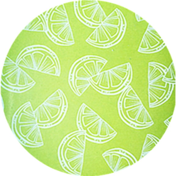 Green Lime Citrus Linework PEVA Vinyl Flannel Backed Tablecloth (60" Round)