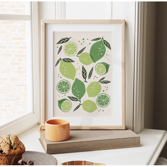 Green Lime Poster Summer Kitchen Wall Art Fruit Decor, Unframed Paper Poster 8x10in