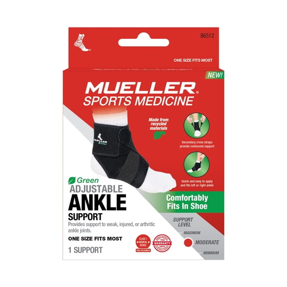 Mueller Sports Medicine Green Adjustable Ankle Support, Provides Support to Weak or Injured Ankles