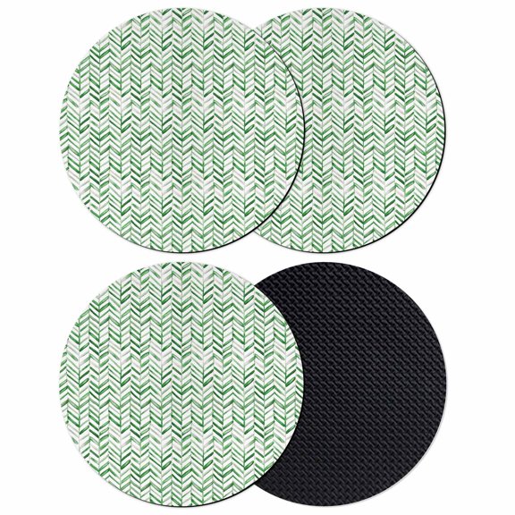 Green Line Coasters Set of 4, Absorbent Coasters for Drinks, Vintage Abstract Geometric Stripes Watercolor Coaster for Desk Coffee Table Protection, Home Decor House Warming Gifts 4"
