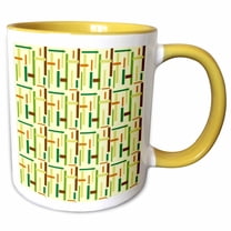 3drose, Green Line Deco, 15oz Two-tone Yellow Mug